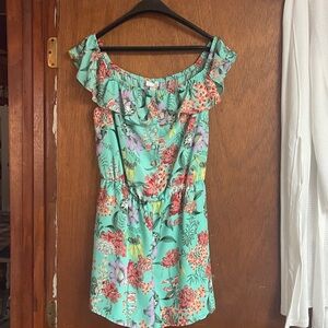 Decree Aqua Floral Print Romper